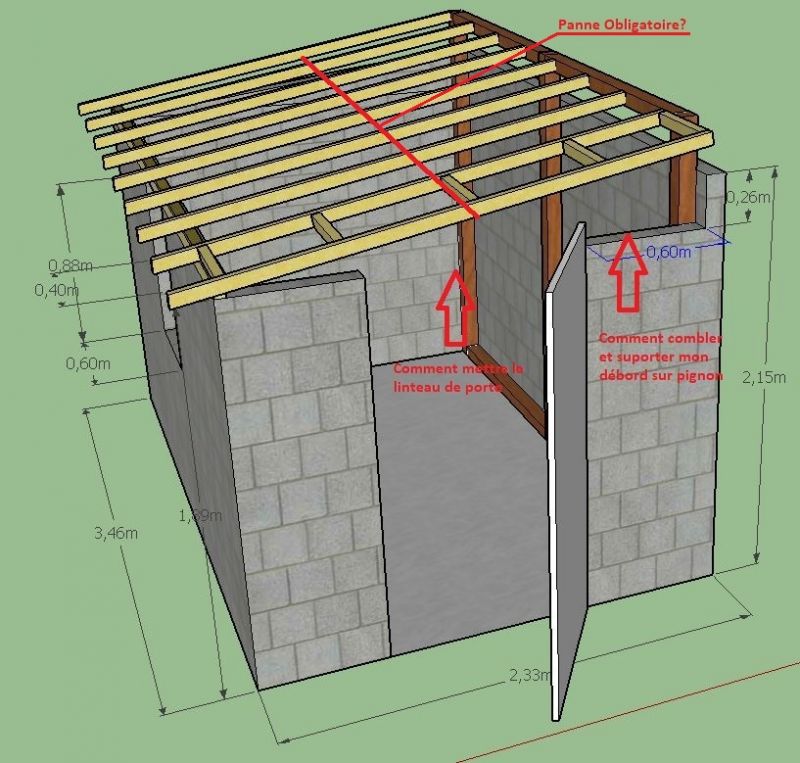 Construction toiture monopente