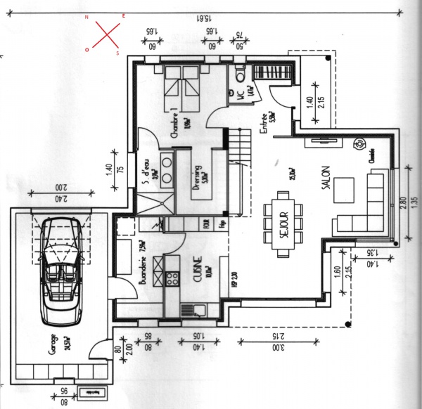 plan maison r+1