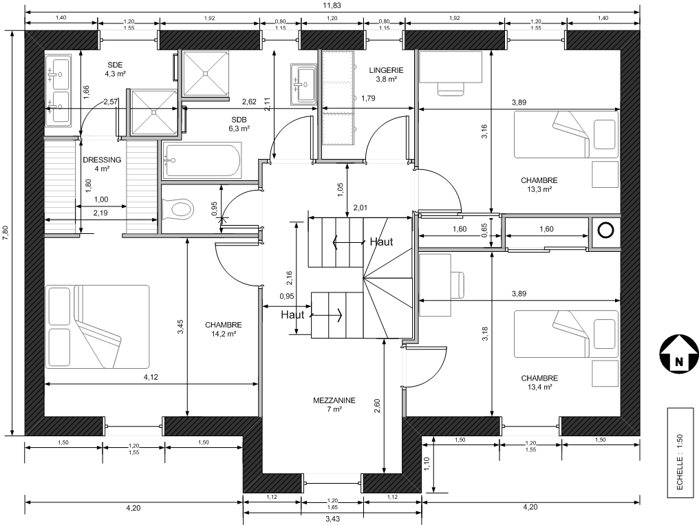 plan maison etage r+1