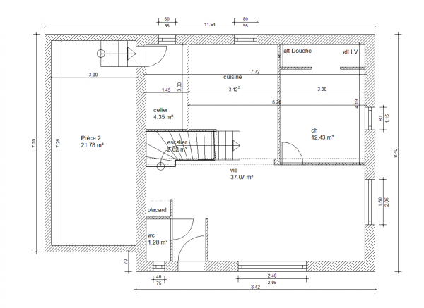 plan maison etage 110 m2