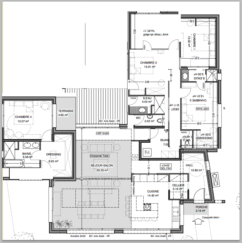 plan maison d'architecte 200m2