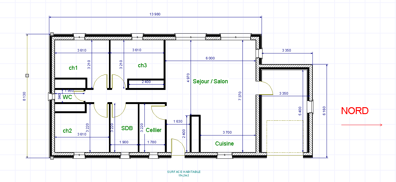 plan maison 98 m2