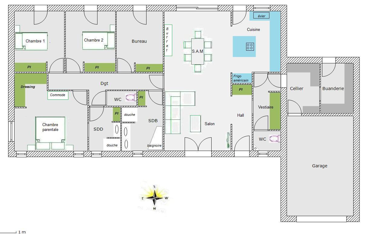plan maison rectangulaire etage
