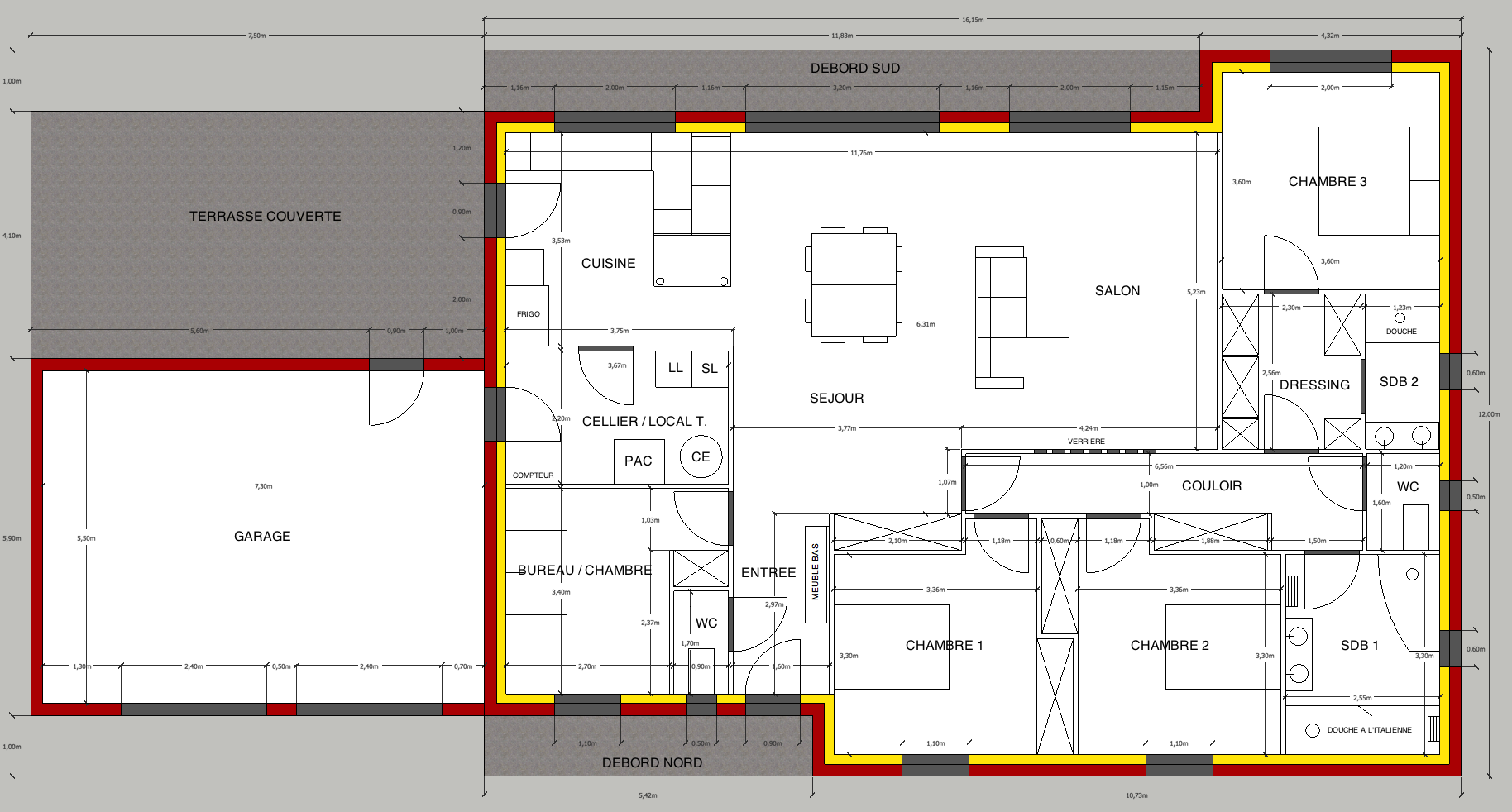 plan maison plain pied 150m2