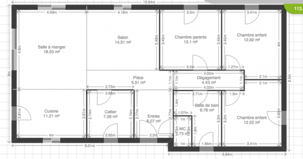 plan maison 115 m2 4 chambres