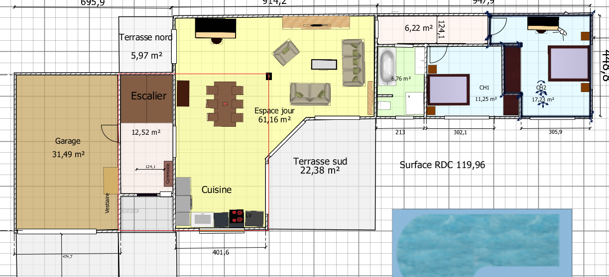 plan maison 160 m2 etage