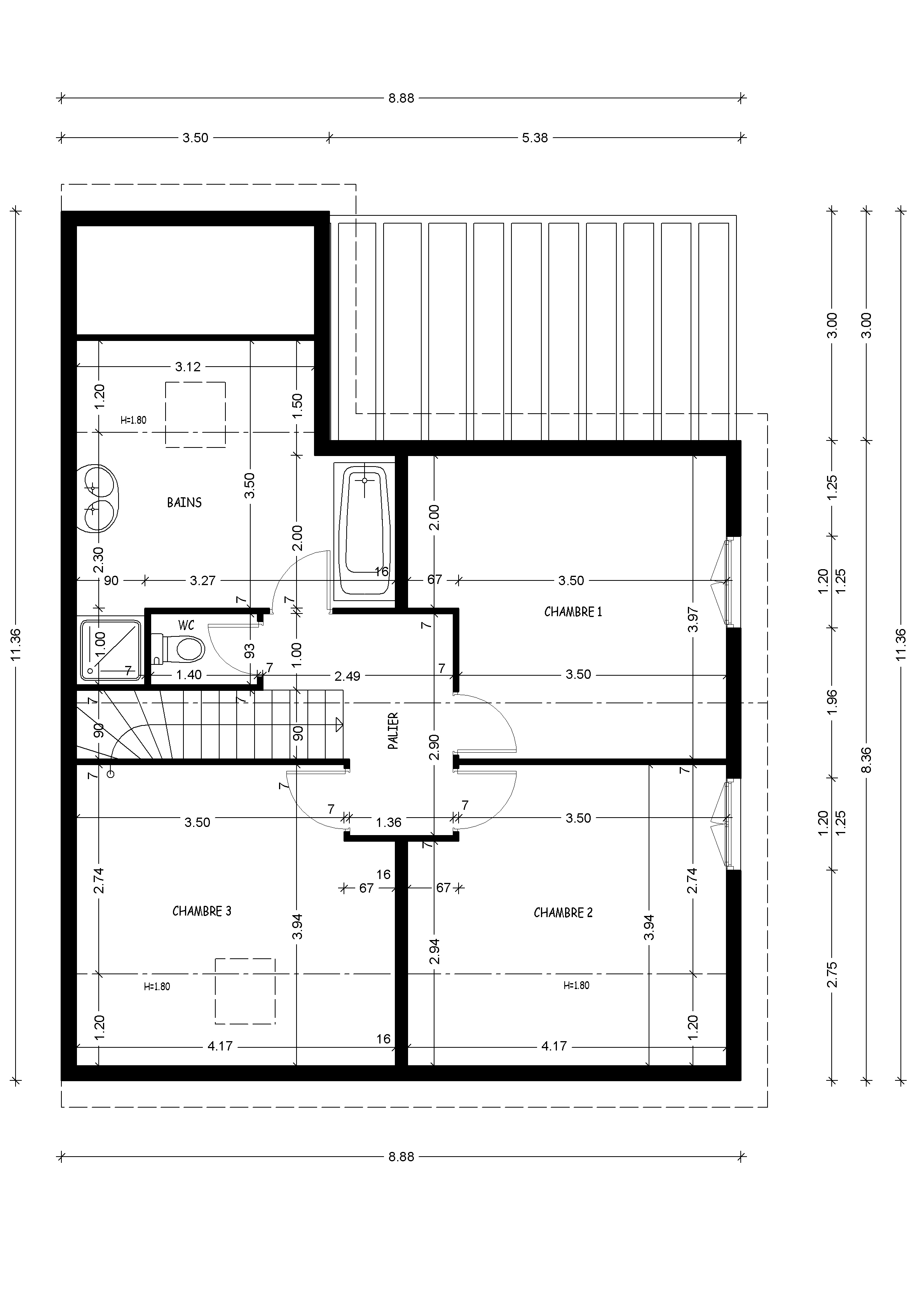plan maison 7m x 9 m