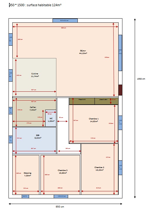 plan de maison 115 m2