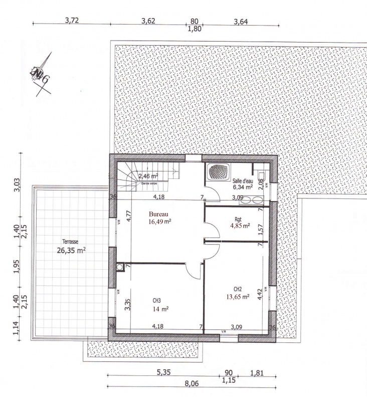 plan de maison étage 90m2