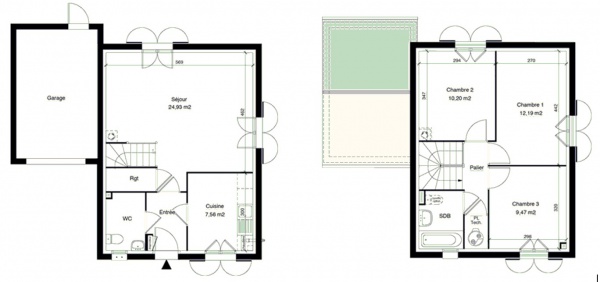 plan maison a etage 95 m2