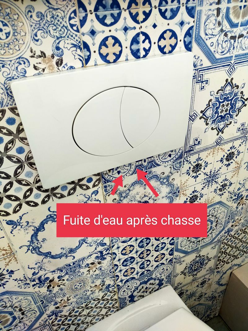 WC suspendu Gröhe: fuite d'eau autour bouton chasse