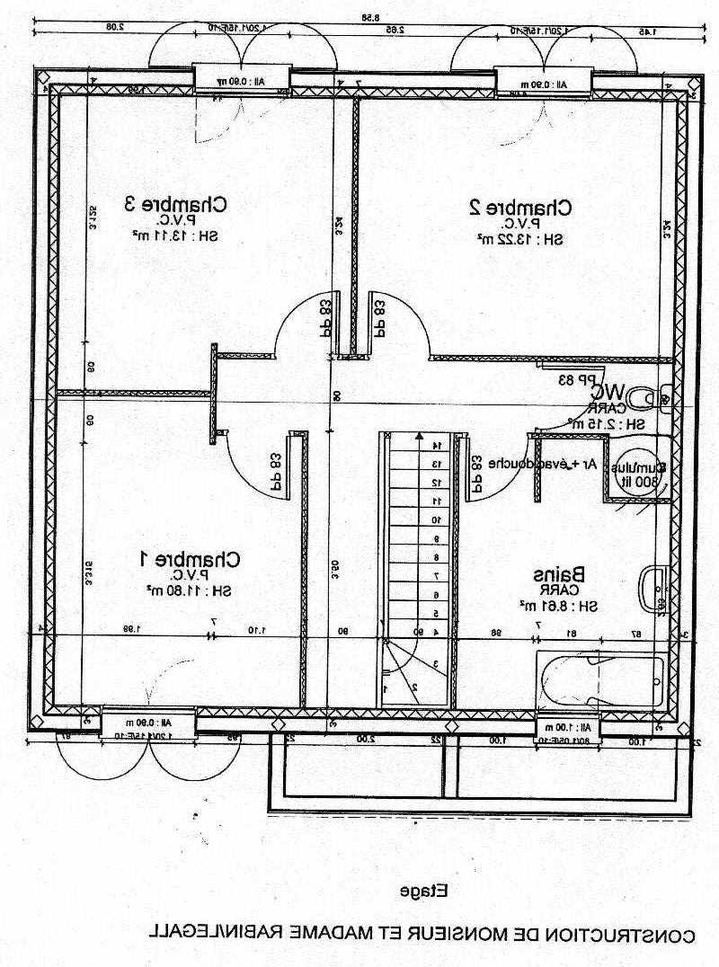 plan maison etage escalier