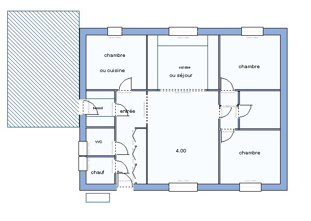 plan maison plain pied 3 chambres 90 m2