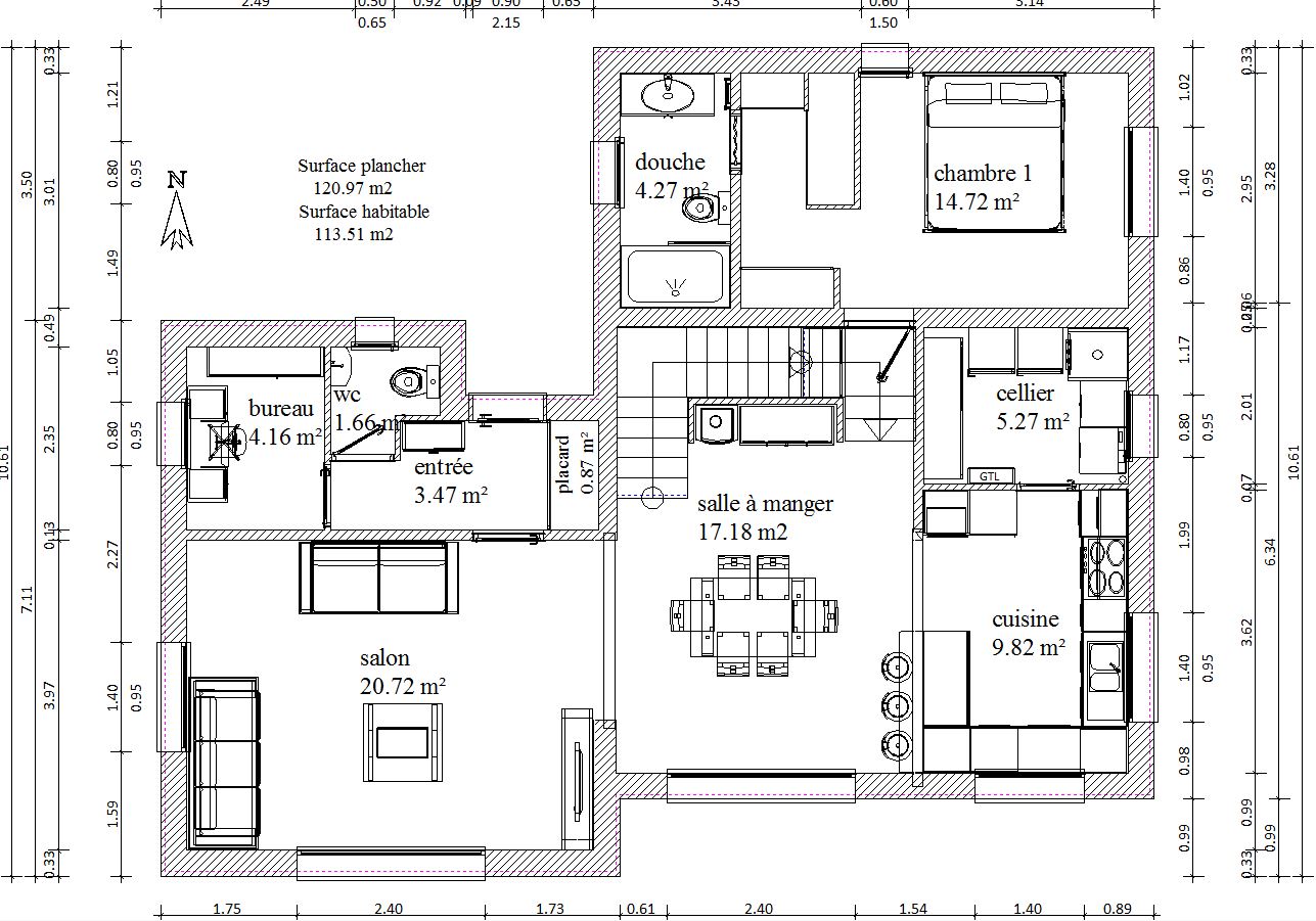plan maison architecte 120m2