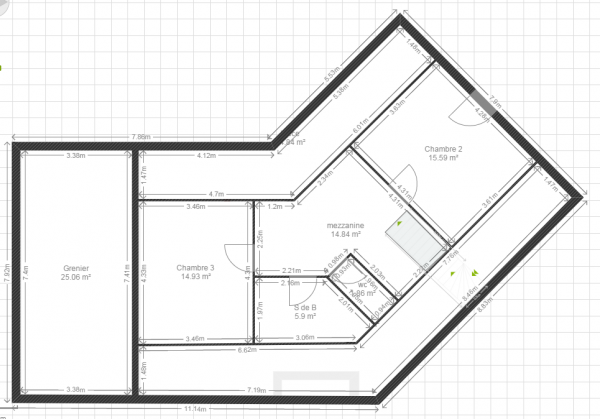 plan maison en v avec etage