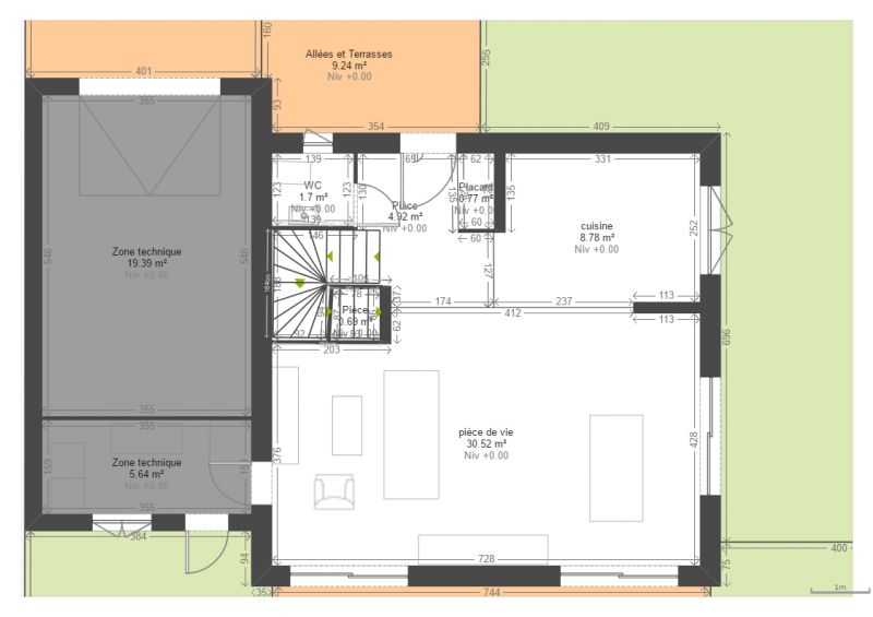 plan maison 90 m2 etage