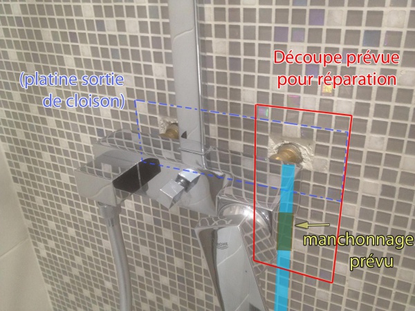 Réparation douche - scellement sortie de cloison au plâtre ? [Résolu] - 11  messages